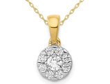 1/3 Carat (ctw) Diamond Halo Cluster Pendant Necklace in 14K Yellow Gold with Chain